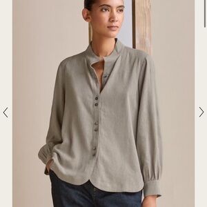 Poetry Fashion Button Down Sky Blue Linen Collared Shirt Classic